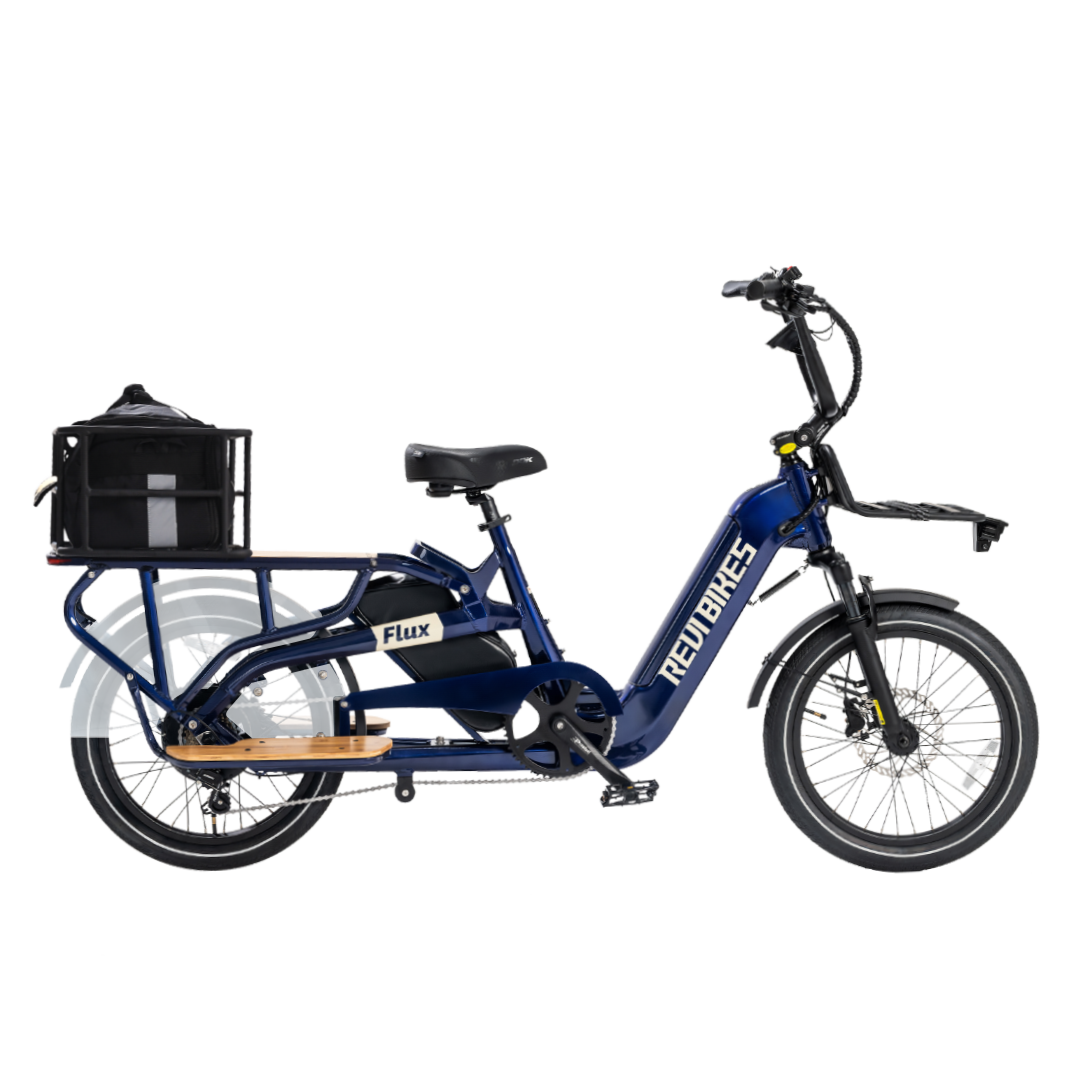 electric cargo bike with rear basket